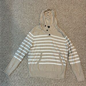 Men's Medium J Crew Tan Striped Hooded Sweater